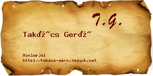 Takács Gerő névjegykártya